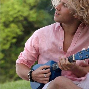 Bermies long sleeve men’s linen shirt pink